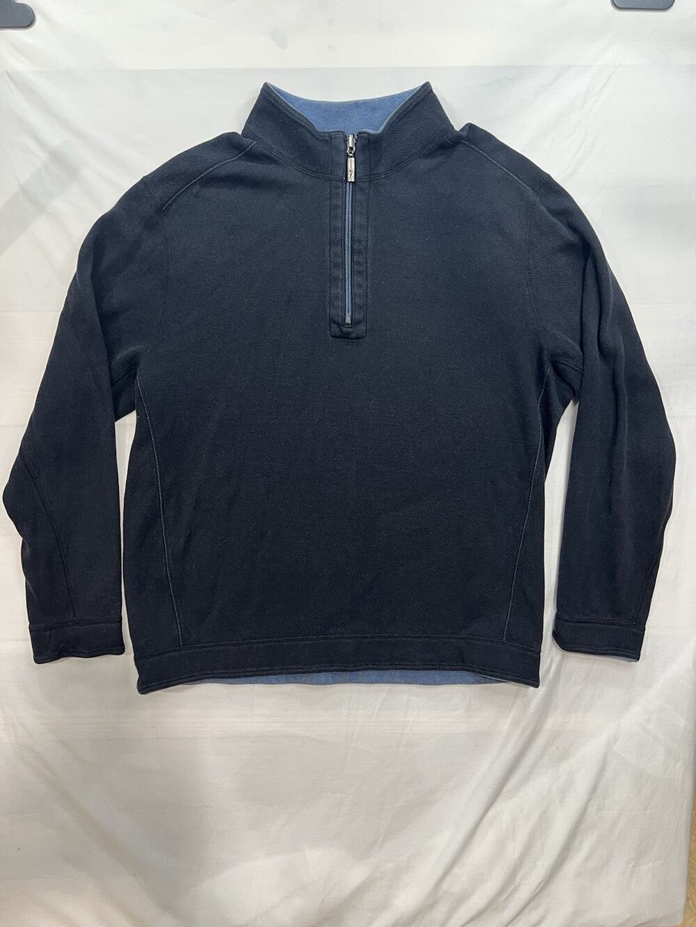 Tommy Bahama Mens 1/4 Zip Pullover Sweater Long Sleeve Blue Reversible